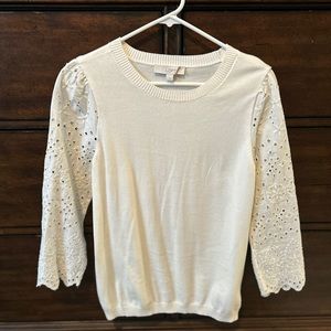 Ann Taylor LOFT Eyelet Sleeve Sweater